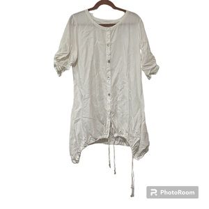 Bryn Walker Linen Bubble Tie Button Down Tunic S